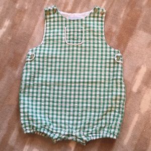 Janie & Jack green/white gingham bubble SZ 6-12 mo